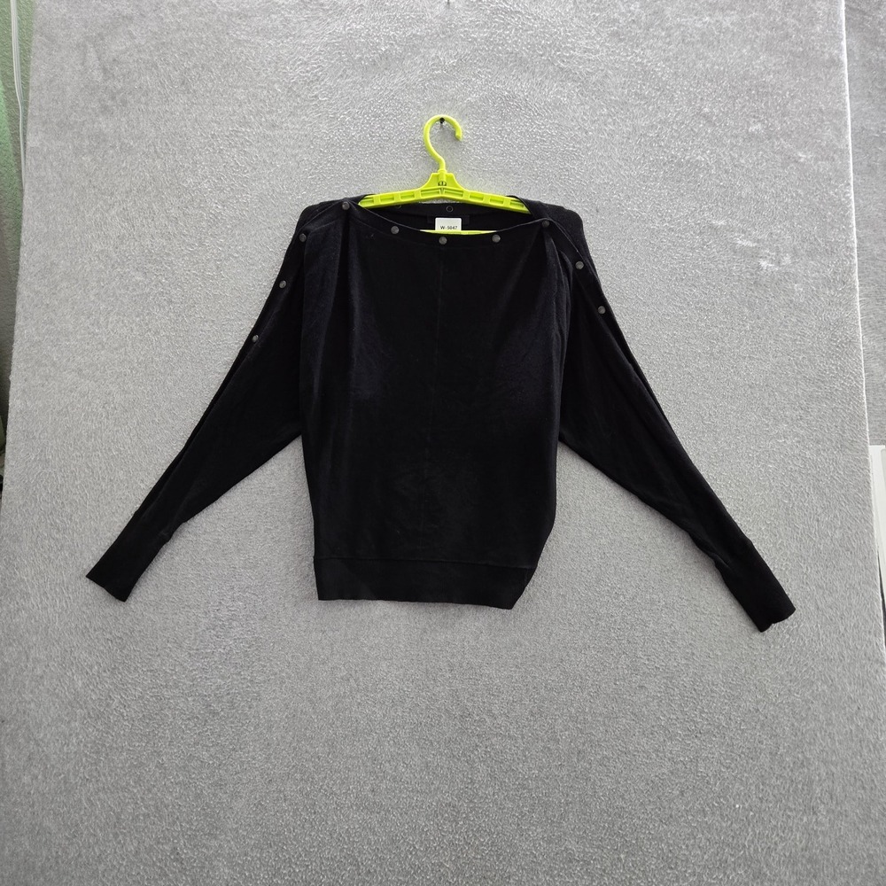 ALLSAINTS Women Sweatshirt XS Black Button Long Sleeve Old Money